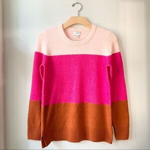 J. Crew Pink and Burnt Orange Striped Sweater Size Extra Small